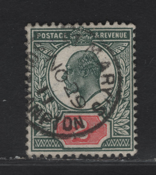Lot 120 Great Britain SC#130b (SG#290) 2d Deep Dull Green & Red King Edward VII, 1902-1910 King Edward VII Issue, A Very Fine Used Single, Somerset House Printing, SON St. Mary's Southampton Nov 29 1911  CDS