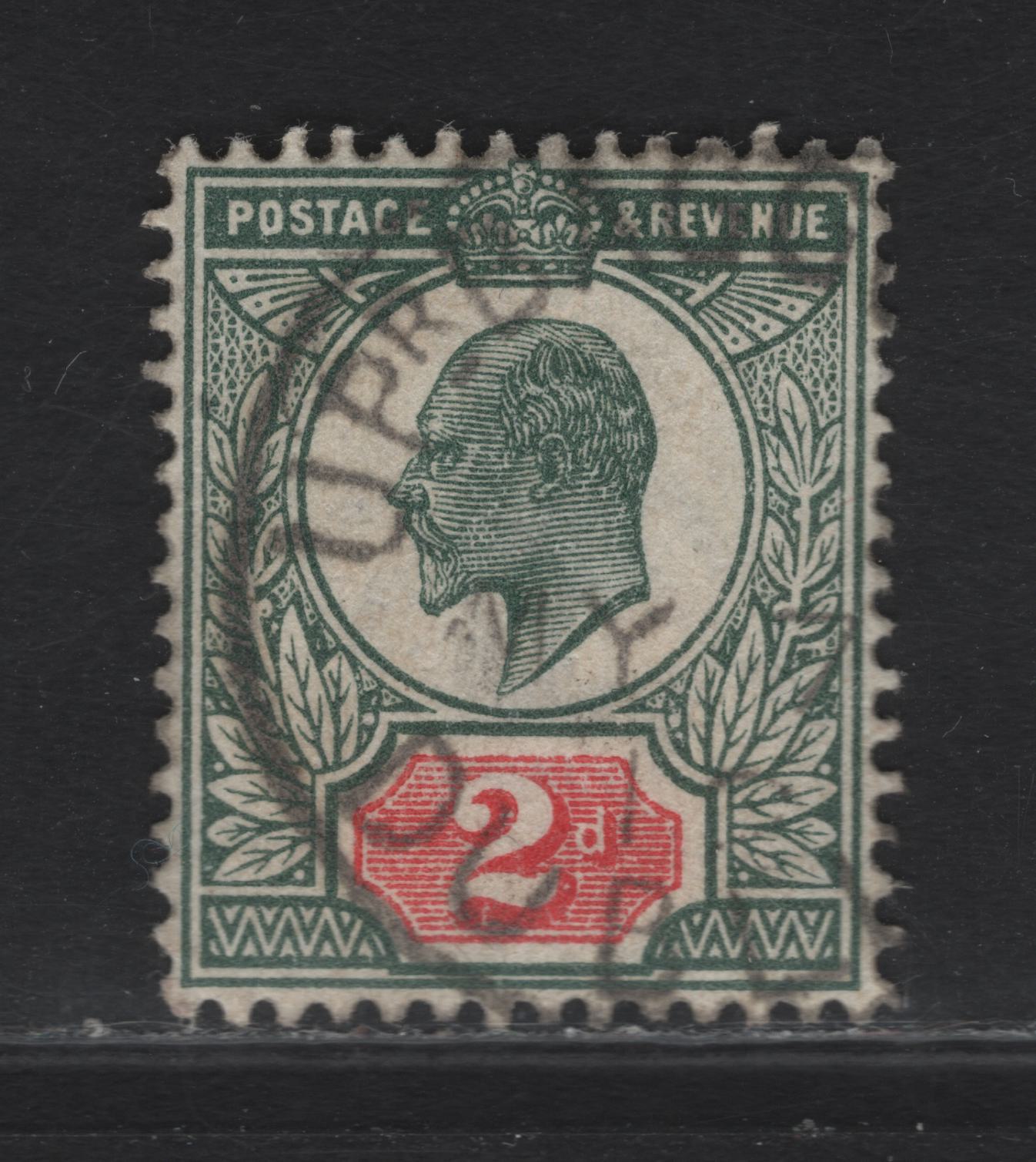 Lot 121 Great Britain SC#130b (SG#290) 2d Deep Dull Green & Red King Edward VII, 1902-1910 King Edward VII Issue, A Very Fine Used Single, Somerset House Printing.