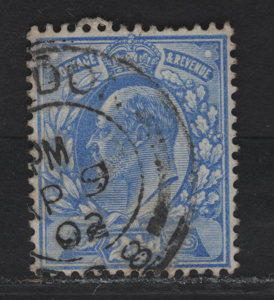 Lot 126 Great Britain SC#131var (SG#230var) 2.5d Ultramarine King Edward VII, 1902-1910 King Edward VII Issue, A Very Fine Used Single, Wmk Shifted, Shows Top Sheet Margin Wmk Boarder At Top of Stamp In Addition to Imperial crown