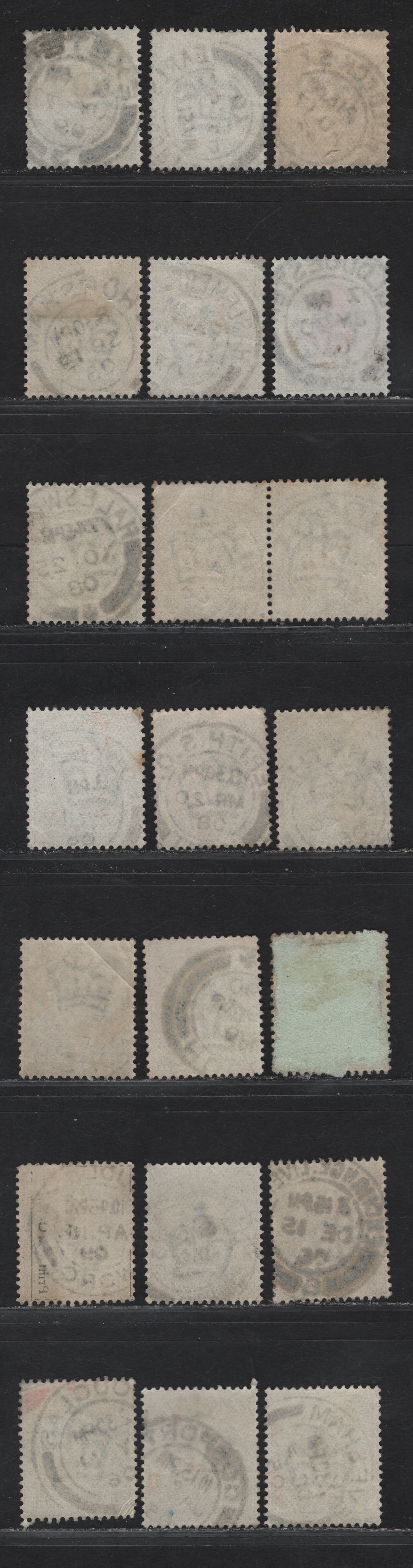 Lot 13 Great Britain SC#143-143a (SG#217-218) 1/2d Pale Yellowish Green - Yellowish Green King Edward VII, 1902-1910 King Edward VII Issue,  Fine/Very Fine Used Singles, Single Bar Barell CDS Cancels, D-H Towns & Villages