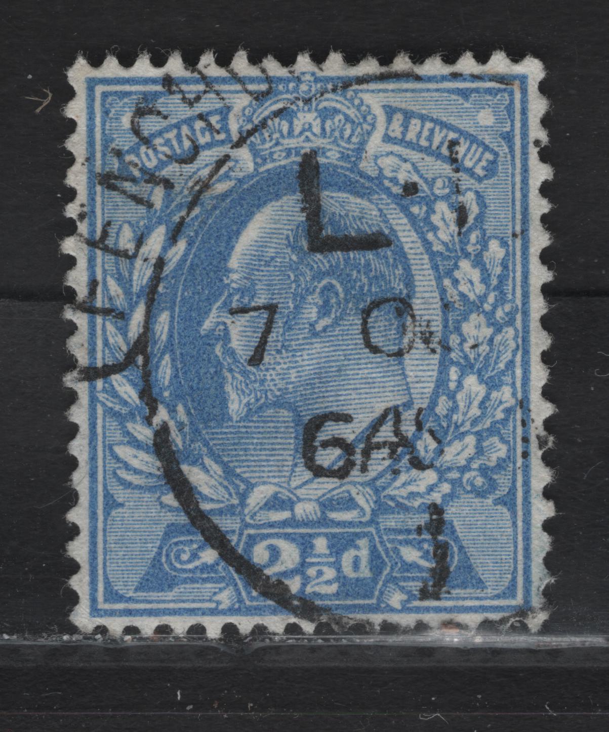 Lot 134 Great Britain SC#148 (SG#283 (Spec M18(1))) 2.5d Deep Bright Blue King Edward VII, 1902-1910 King Edward VII Issue, A Very Fine Used Single, Harrison Printing, Perf 15x14