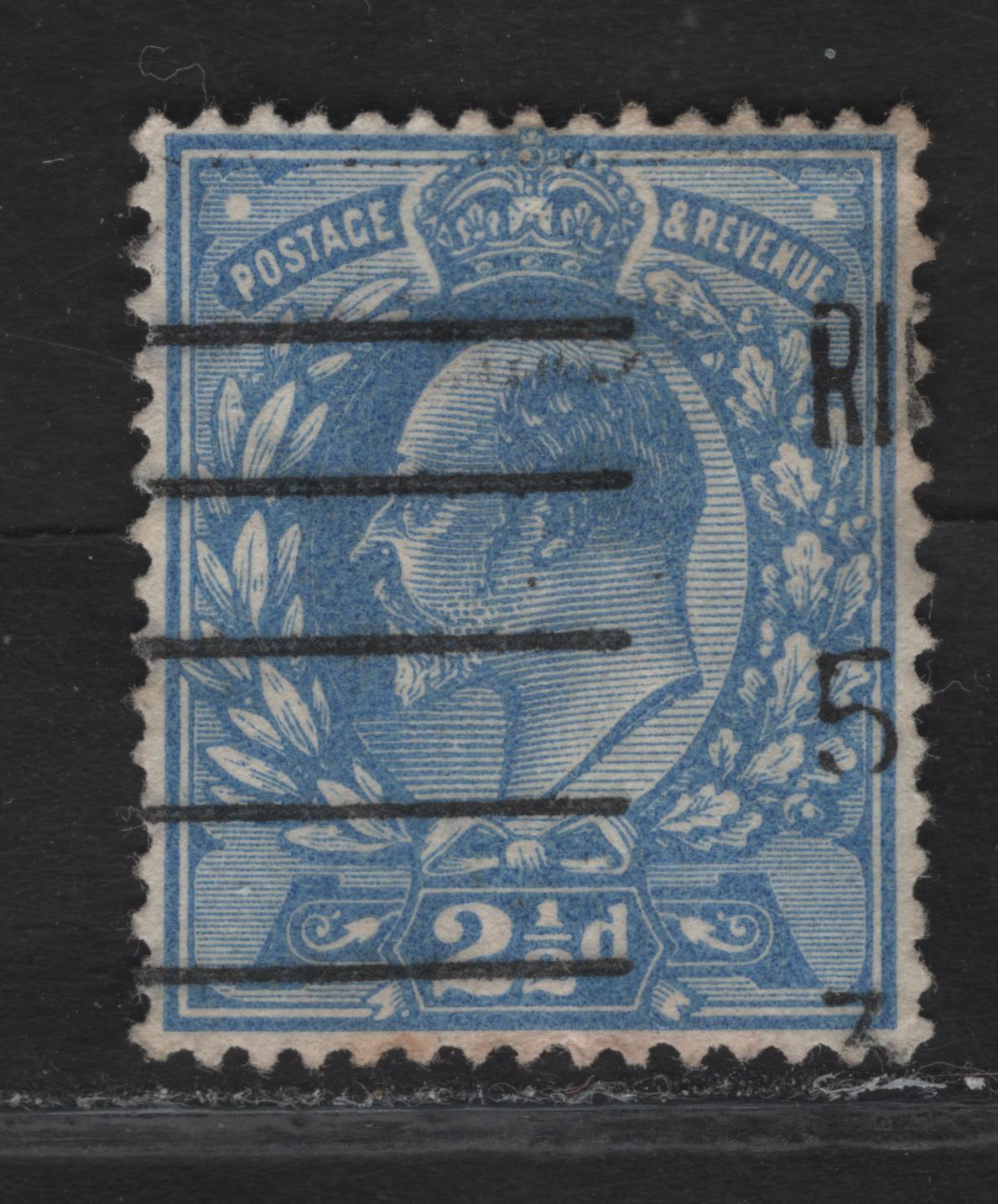 Lot 136 Great Britain SC#148 (SG#283var) 2.5d Bright Blue King Edward VII, 1902-1910 King Edward VII Issue, A Very Fine Used Single, Harrison Printing, Perf 15x14, Showing Dot Above A of Postage - Similar To The Variety on The 1/2d.