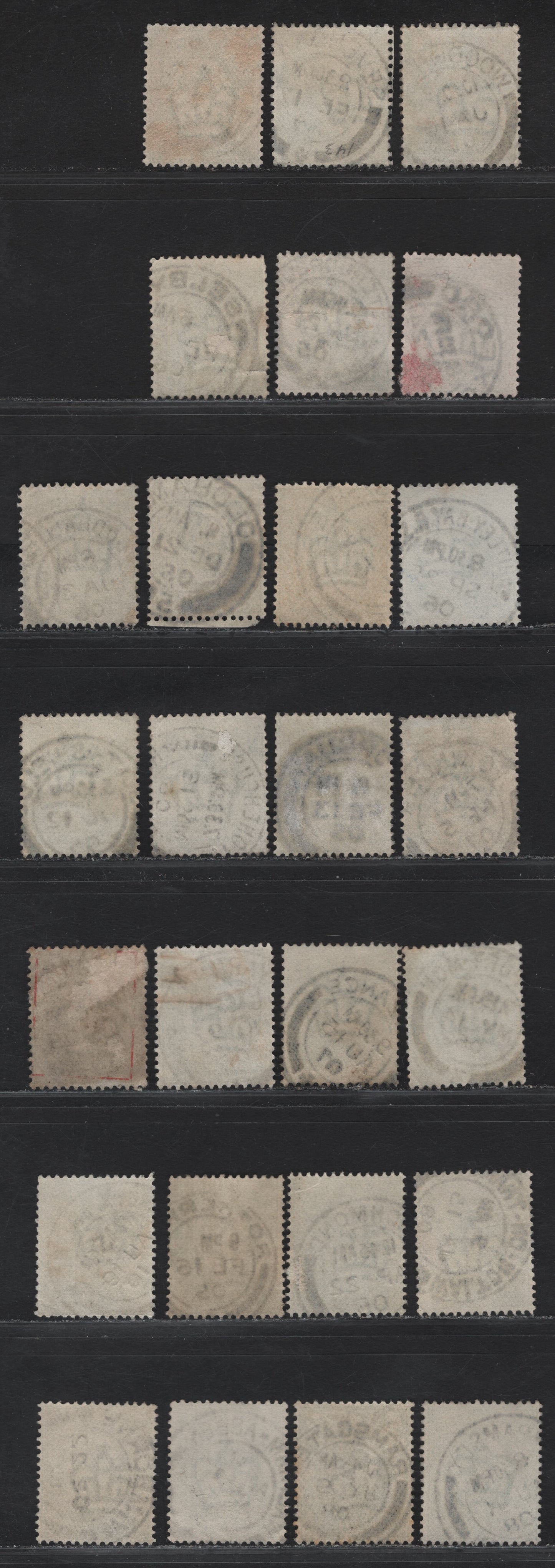 Lot 15 Great Britain SC#143-143a (SG#216-217) 1/2d Pale Yellowish Green - Yellowish Green King Edward VII, 1902-1910 King Edward VII Issue,  Fine/Very Fine Used Singles, Single Bar Barell CDS Cancels, O-Z Towns & Villages