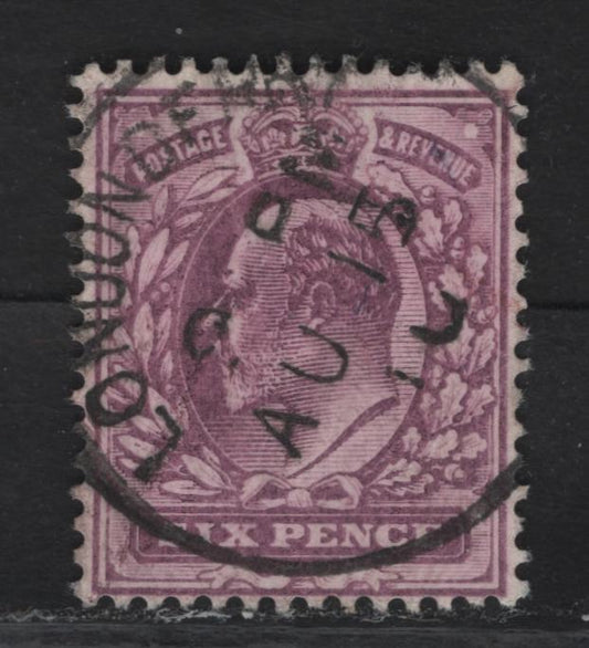 Lot 171 Great Britain SC#135i (SG#248) 6d Dull Purple King Edward VII, 1902-1910 King Edward VII Issue, A Fine Used Single DLR Printing, Chalk Surfaced Paper, August 15 1910, Londonderry CDS.