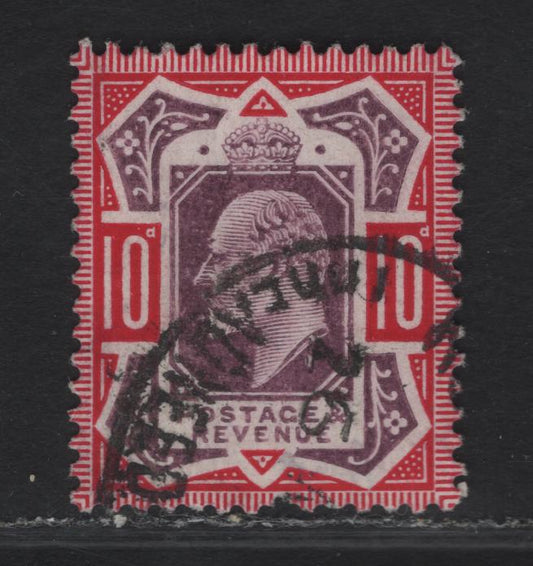 Lot 184 (C) Great Britain SC#137f (SG#255) 10d Slate Purple & Carmine King Edward VII, 1902-1910 King Edward VII Issue, A Fine Used Single DLR Printing, Chalk Surfaced Paper, One Pulled Perf.