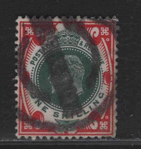 Lot 187 (C) Great Britain SC#138c (SG#314) 1/- Dark Green & Carmine King Edward VII, 1902-1910 King Edward VII Issue, A Fine Used Single, Somerset House printing