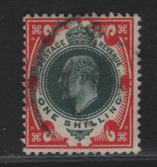 Lot 189 (C) Great Britain SC#138a (SG#313) 1/- Deep Green & Scarlet King Edward VII, 1902-1910 King Edward VII Issue, A Fine Used Single, Somerset House printing