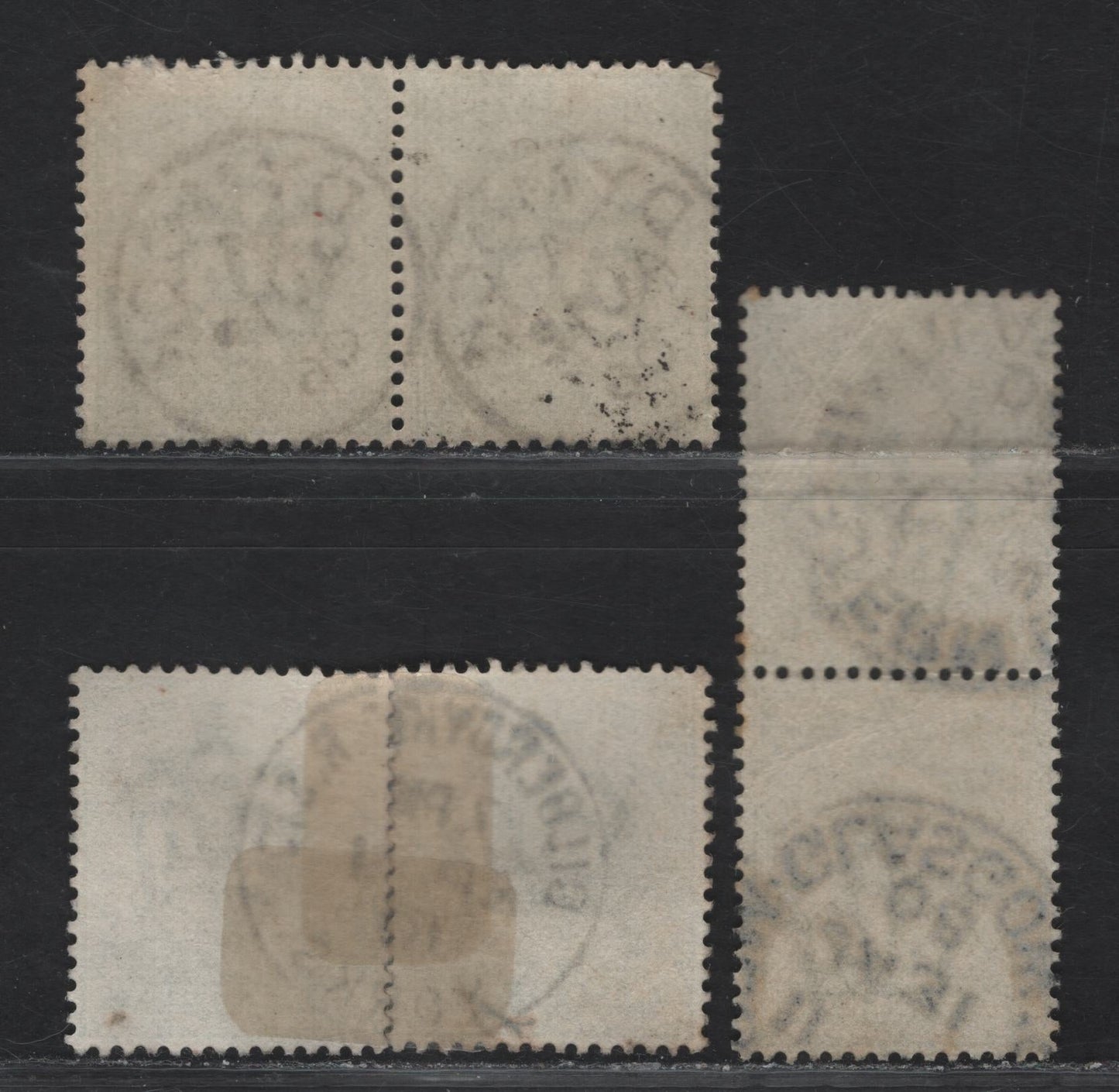 Lot 19 Great Britain SC#143a (SG#218) 1/2d Yellowish Green King Edward VII, 1902-1910 King Edward VII Issue, 3 Very Fine Used Pairs, Single Circle CDS Cancels For Dymack, Gilberdyke RSO & Western Glasgow