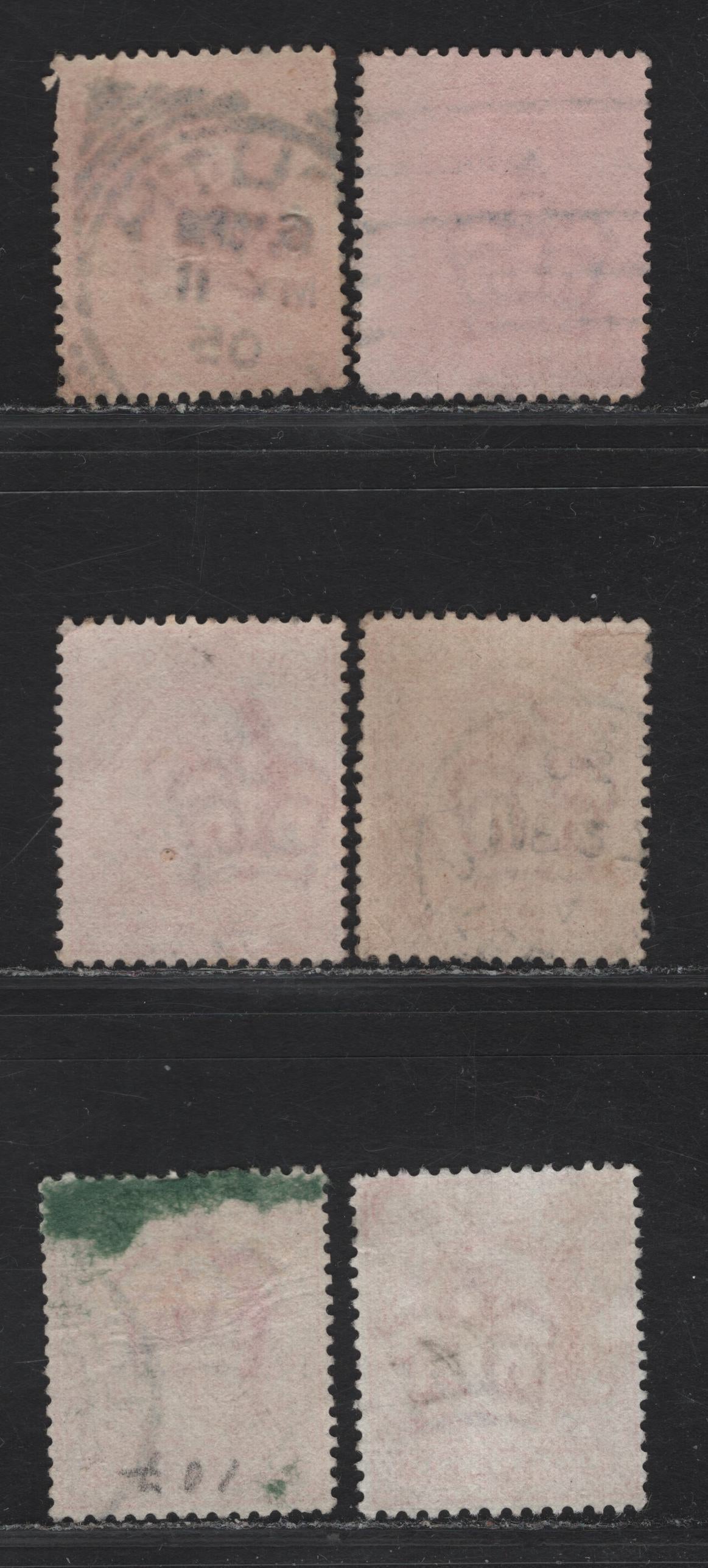 Lot 195 Great Britain SC#128, 128h (SG#219-220 (Spec M5(6)-M5(4))) 1d Scarlet - Rose Carmine King Edward VII, 1902-1910 King Edward VII Issue, 6 Fine/Very Fine Used Singles, All Listed & Additional Unlisted Ones