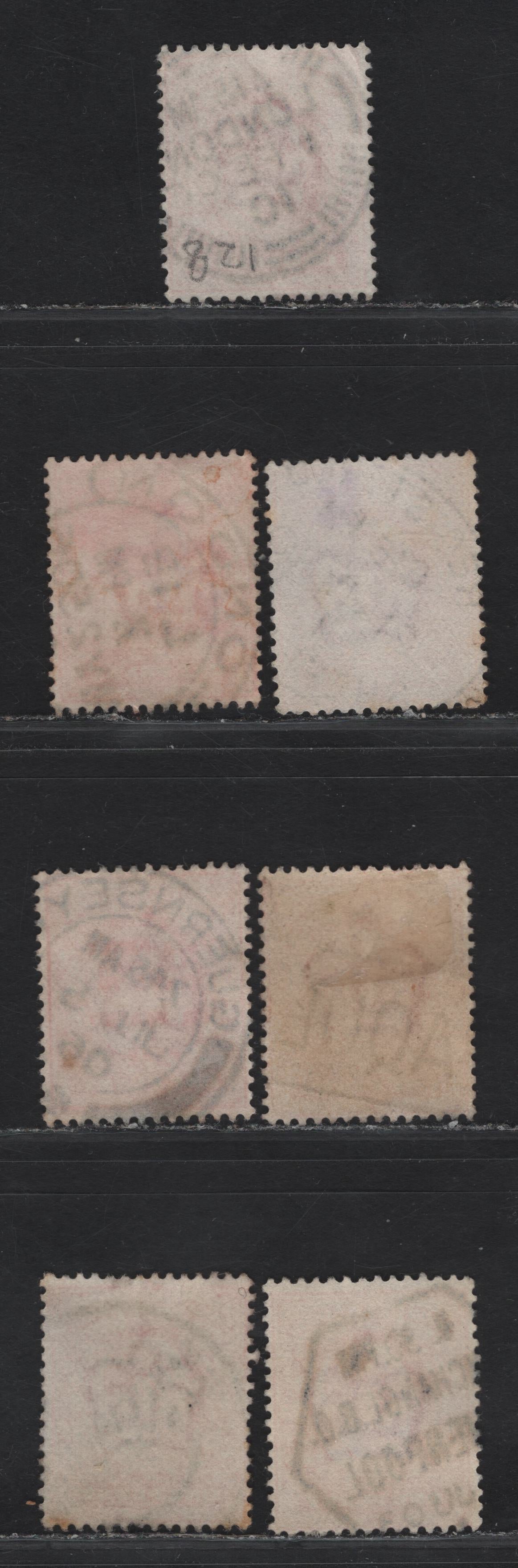 Lot 196 Great Britain SC#128 (SG#219-220) 1d Scarlet - Bright Scarlet King Edward VII, 1902-1910 King Edward VII Issue, 5 Fine/Very Fine Used Singles, Unusual Cancels, Two Less Commonly Seen London Types