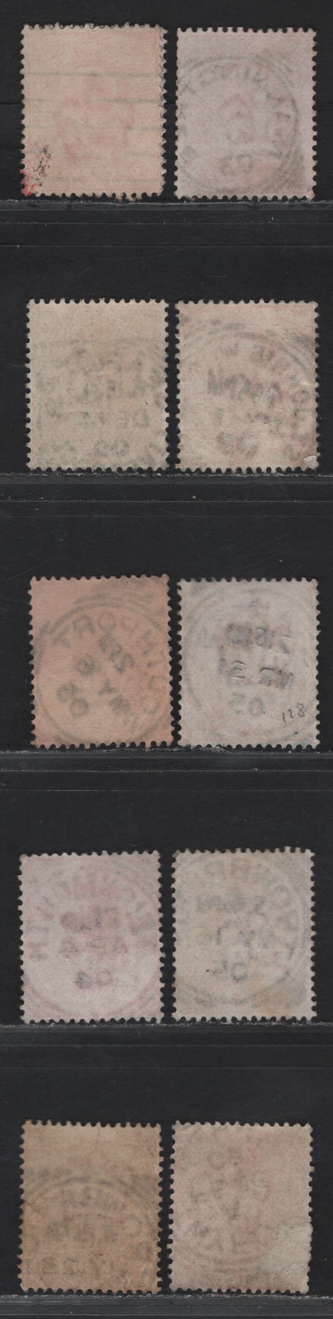 Lot 208 Great Britain SC#128&var (SG#219-220 (Spec M5(1)-M5(3))) 1d Scarlet - Deep Bright Scarlet King Edward VII, 1902-1910 King Edward VII Issue,  Fine/Very Fine Used Singles, U-T Squared Circle Village/Town Cancels