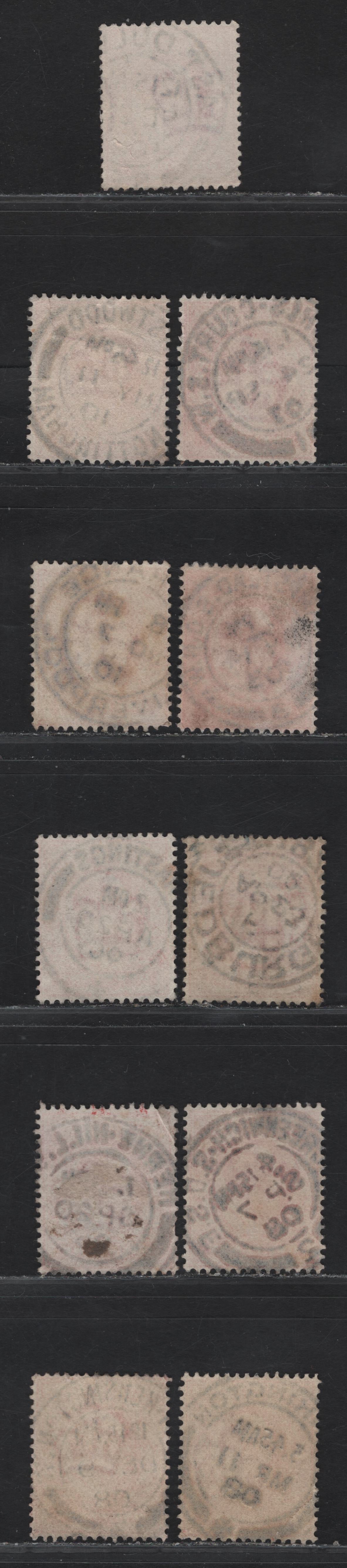 Lot 210 Great Britain SC#128 (SG#219-220) 1d Scarlet - Bright Scarlet King Edward VII, 1902-1910 King Edward VII Issue,  Fine/Very Fine Used Singles, E-K Single Bar Barell Town/Village CDS Cancels  .