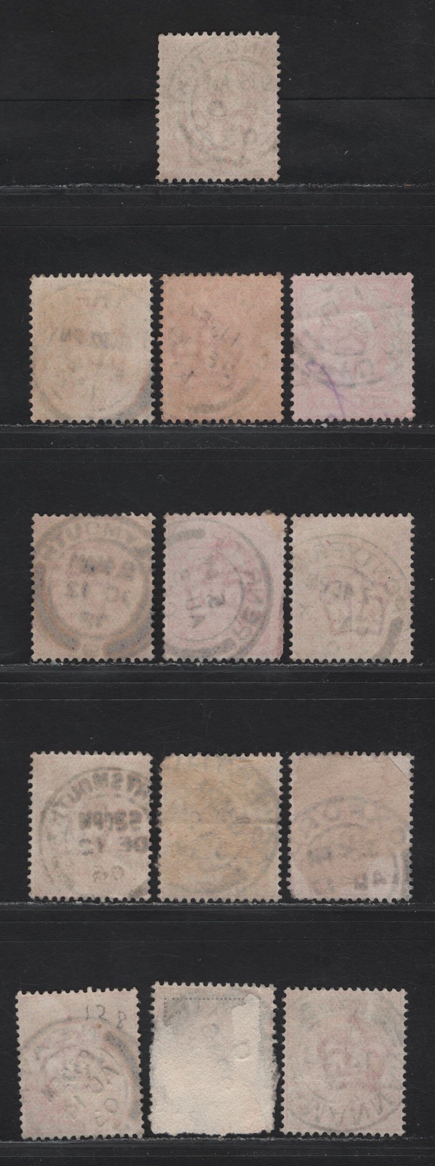 Lot 212 Great Britain SC#128&var (SG#219-220 (Spec M5(1)-M5(3))) 1d Scarlet - Deep Bright Scarlet King Edward VII, 1902-1910 King Edward VII Issue,  Fine/Very Fine Used Singles, L-S Single Bar barell CDS Village/Town Cancels