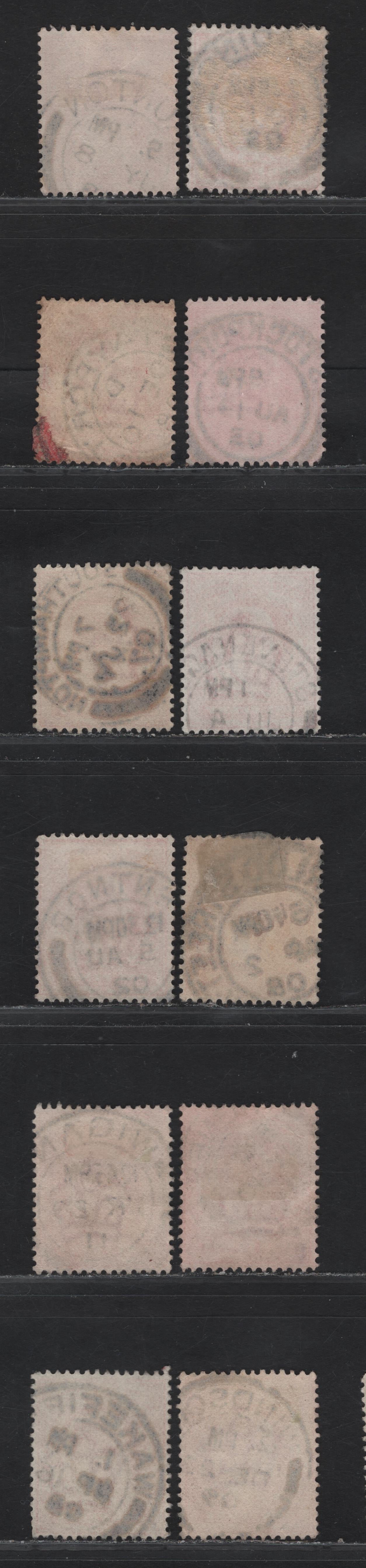 Lot 213 Great Britain SC#128 (SG#219-220) 1d Scarlet - Bright Scarlet King Edward VII, 1902-1910 King Edward VII Issue,  Fine/Very Fine Used Singles, R-W Single Bar Barell CDS Town/Village Cancels