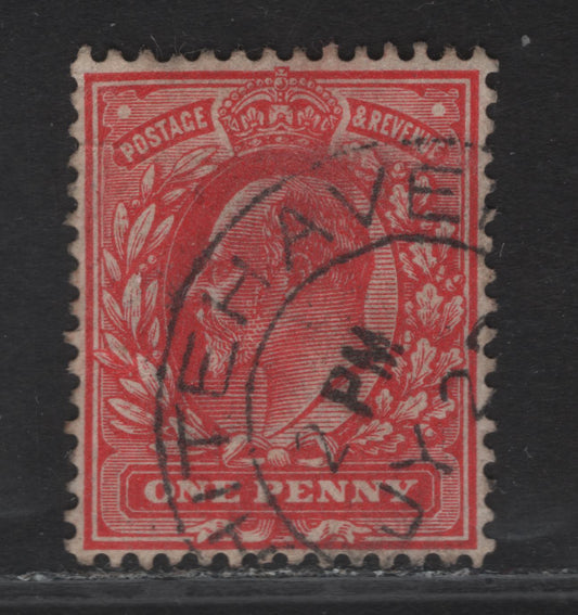Lot 231 Great Britain SC#128a (SG#273) 1d Deep Rose Red King Edward VII, 1902-1910 King Edward VII Issue, A Very Fine Used Single, Harrison Printing, Perf 14