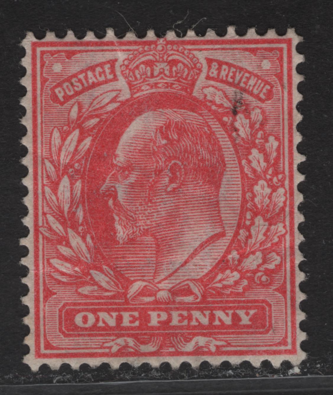 Lot 235 Great Britain SC#128avar (SG#274 (Spec M6(4)))1d Pale Rose Carmine King Edward VII, 1902-1910 King Edward VII Issue, A Very Fine Used Single, Harrison Printing, Perf 14