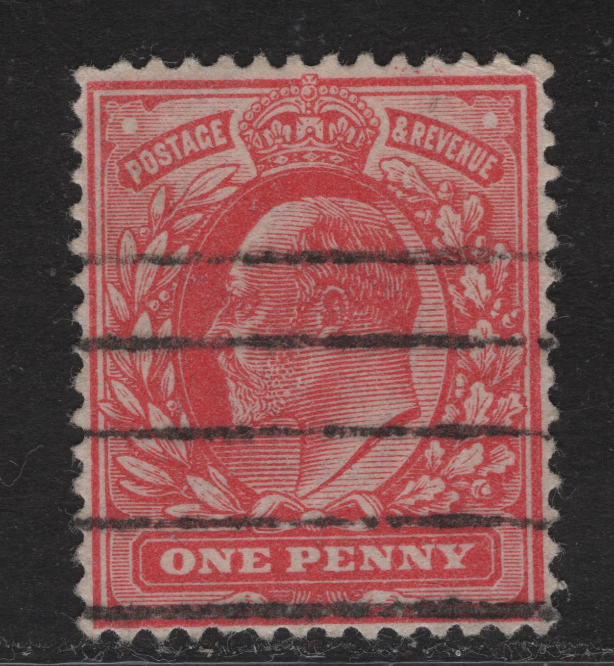 Lot 236 Great Britain SC#128avar (SG#274 (Spec M6(4))) 1d Pale Rose Carmine King Edward VII, 1902-1910 King Edward VII Issue, A Very Fine Used Single, Harrison Printing, Perf 14, Machine Cancel.
