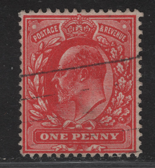 Lot 239 Great Britain SC#128avar (SG#274var (Spec M6(6))) 1d Deep Rose Carmine, 1902-1910 King Edward VII Issue, A Fine Used Single, Harrison Printing, Perf 14, A Very Rare Shade,The Sole Example That Emerged From An Examination Of Over 1500 Stamps.