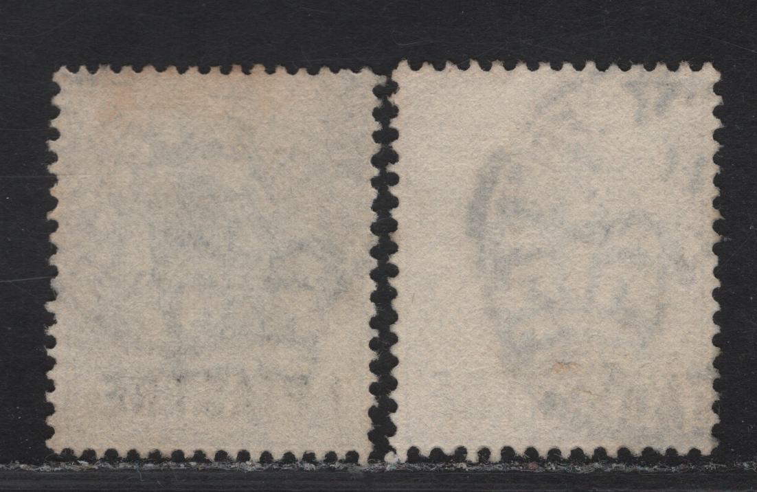 Lot 258 British Levant SG#25, 27 1pi on 2.5d Bright Blue King Edward VII, 1902-1905 King Edward VII Issue, 2 Very Fine Used Singles, Harrison Printings, Perf 14 With Overprint Type 14 & Overprint Type 8 With Perf 15x14