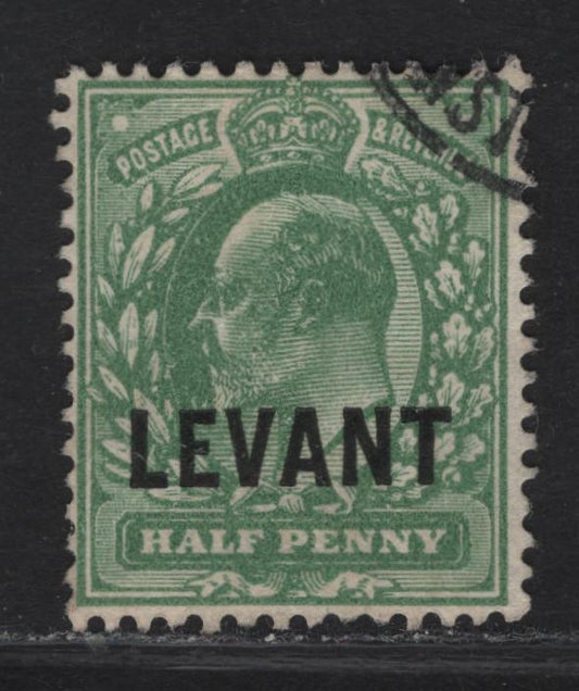 Lot 261 British Levant SG#L11 1/2d Dull Yellow Green King Edward VII, 1905-1912 King Edward VII Issue, A Very Fine Used Single, Harrison Printing