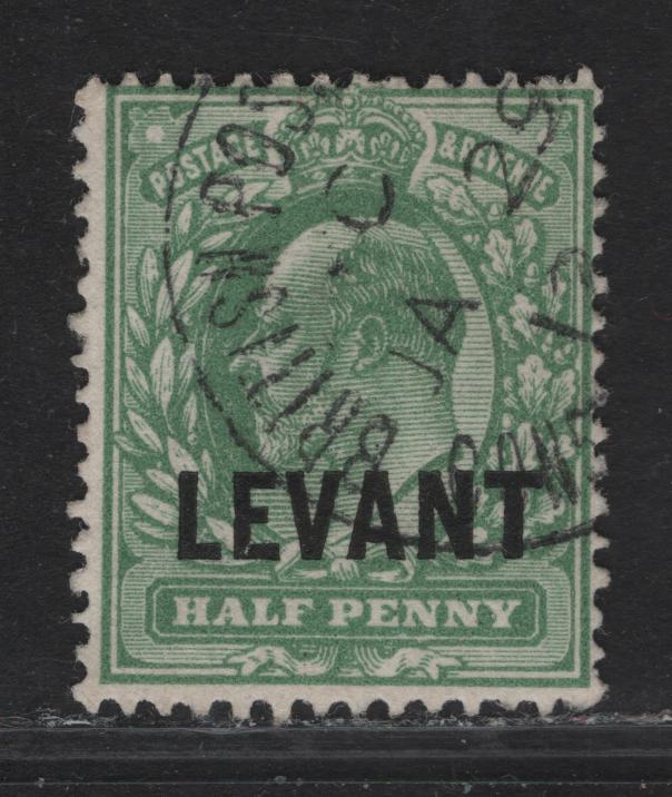 Lot 262 British Levant SG#L11 1/2d Dull Yellow Green King Edward VII, 1905-1912 King Edward VII Issue, A Fine Used Single, Harrison Printing, January 25, 1912 Constantinople Cancel