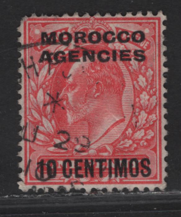 Lot 263 Morocco Agencies SG#113 10c on 1d Scarlet King Edward VII, 1907-1912 King Edward VII Issue, A Very Fine Used Single, Spanish Currency, Split Imperial crown