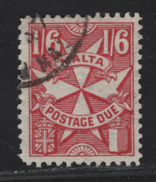 Lot 269 (C) Malta SG#D20 1/6 Carmine Emblem, 1925 Postage Due, A Very Fine Used Single, Script CA Sideways Wmk