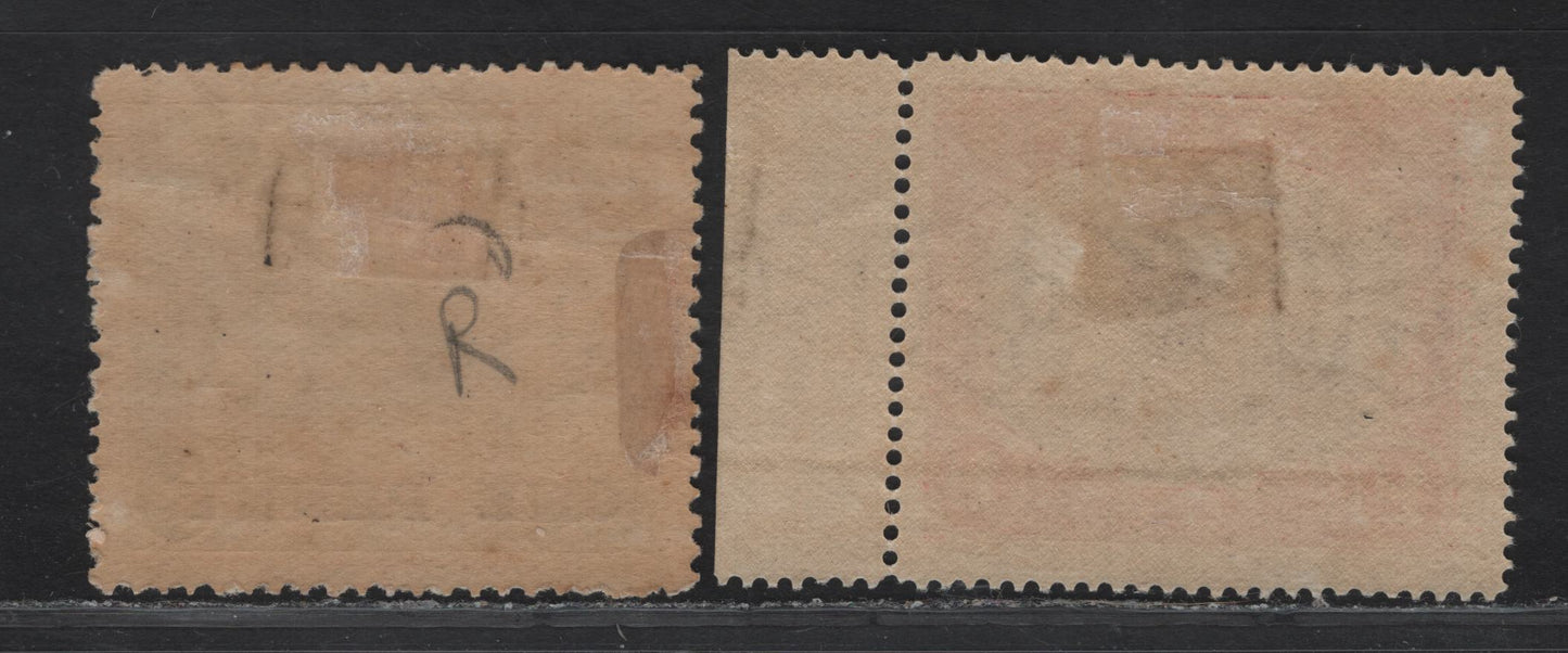 Lot 273 (C) Papua SG#94c, 106w 1d - 1d on 1/2d Intense Black & Red - Yellow Green Lakatoi, 1916-1931 Lakatoi Definitives, 2 VFOG Singles