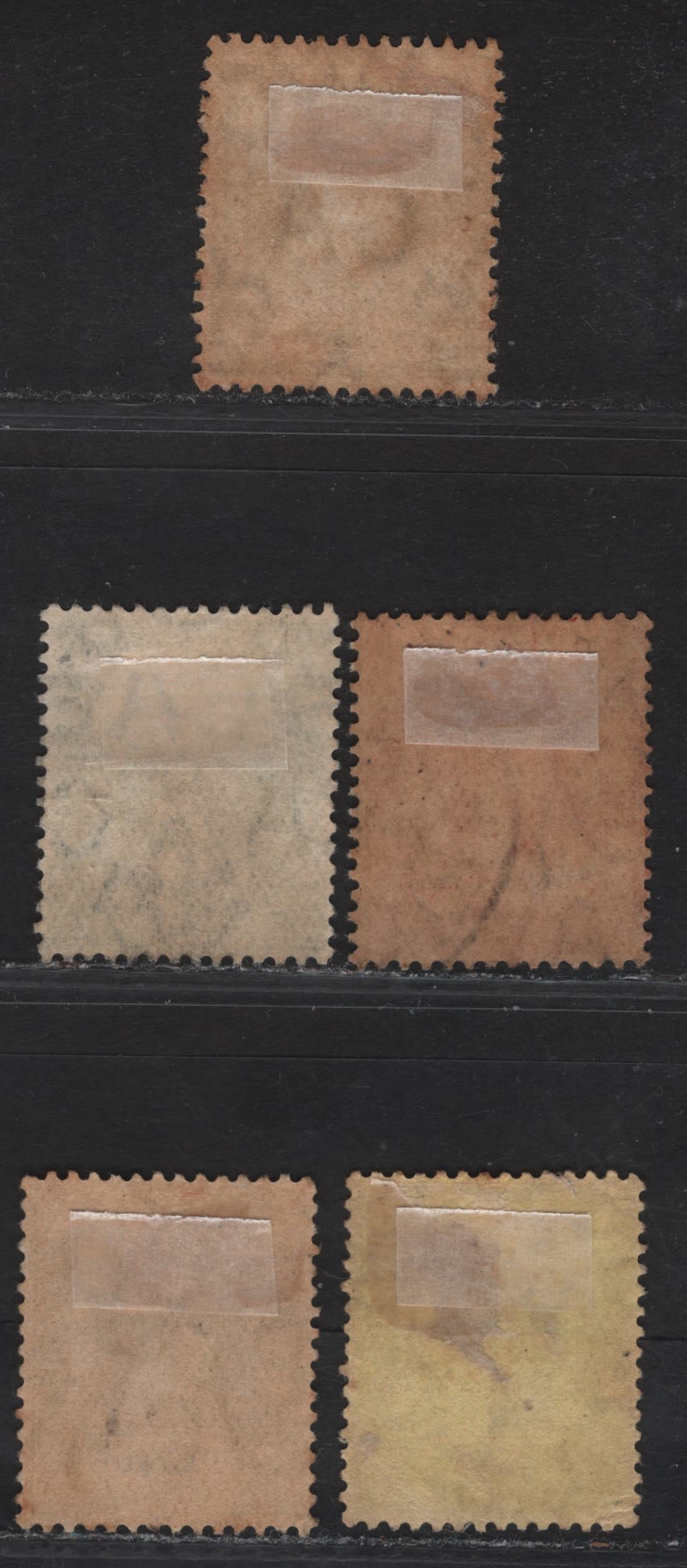 Lot 279 (C) Cayman Islands SG#40-43, 46 1/4d - 4d Brown -Black & Red on Yellow , 1912-1920 KGV Imperium Keyplate, 5 Fine Used Singles, Multiple Crown CA Wmk