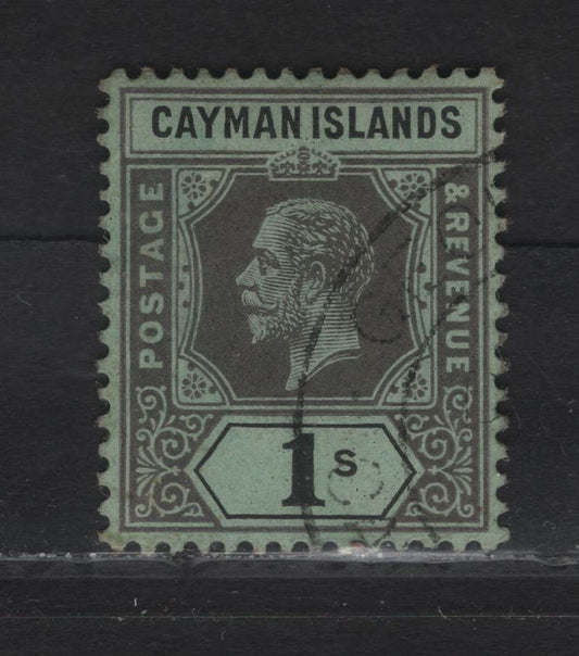 Lot 281 (C) Cayman Islands SG#48 1/- Black on Green , 1912-1920 KGV Imperium Keyplate, A Very Fine Used Single, Multiple Crown CA Wmk