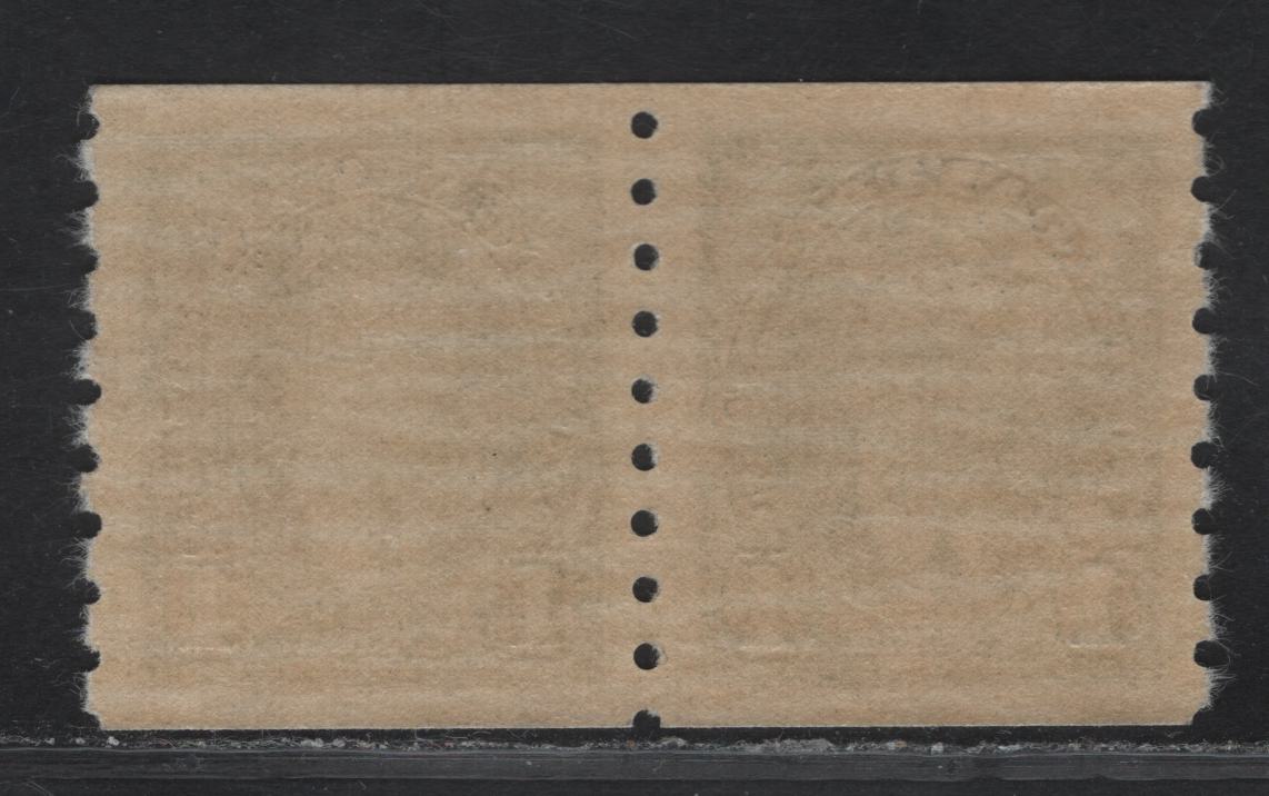 Lot 294 Canada #238 1c Green King George VI, 1937 KGVI Coil Issue, A VFOG/NH Coil Pair, Paper/Gum CBN-QQ, Rotary Bar Perf 8, 1 Stamp Hinged, One NH But With Light Finger Print.