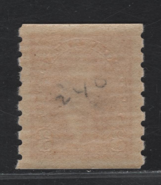 Lot 302 Canada #240 3c Carmine King George VI, 1937 KGVI Coil Issue, A VFOG Coil Single, Paper/Gum CBN-QQ, Rotary Wheel Perforated Single