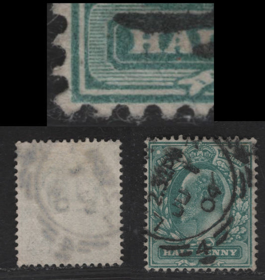 Lot 38 Great Britain SC#127a (SG#216var) 1/2d Blue Green King Edward VII, 1902-1910 King Edward VII Issue, A Very Fine Used Single, Showing Spur on Inner Frameline At Lower Left.