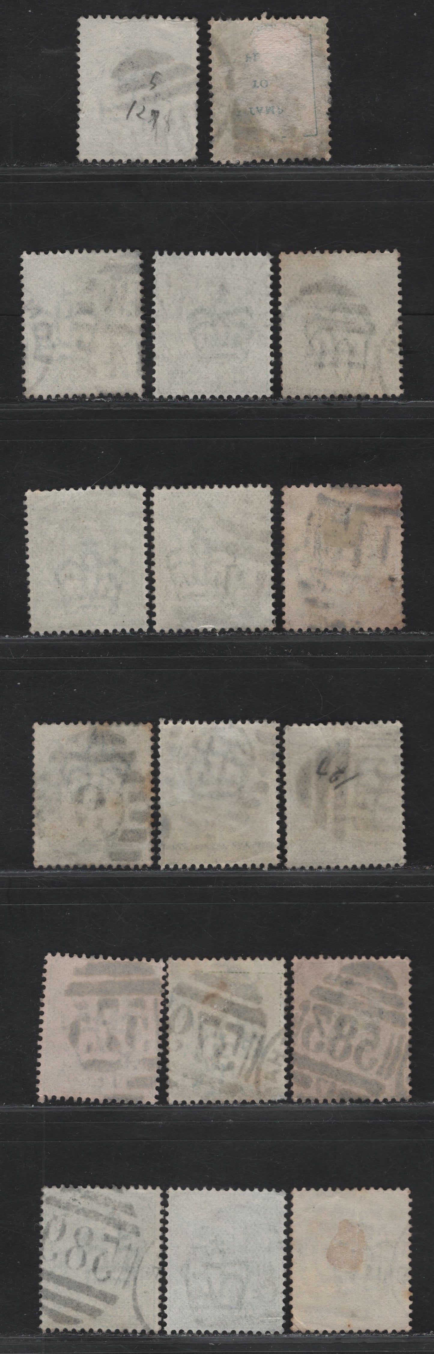 Lot 4 Great Britain SC#127a, 143a (SG#216, 218) 1/2d Blue Green - Yellowish Green King Edward VII, 1902-1910 King Edward VII Issue, 17 Fine/Very Fine Used Singles, A Selection Of Numeric & Alphanumeric Duplex Cancels, More Common On Queen Victoria Issues