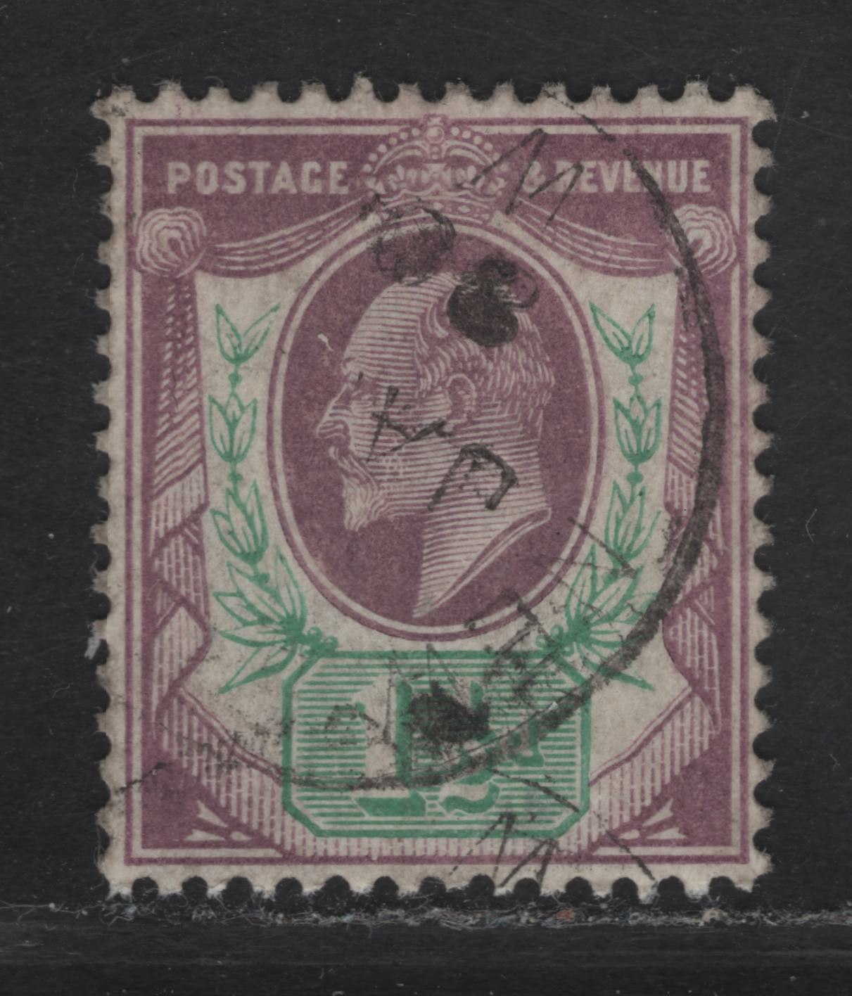 Lot 82 Great Britain SC#129d (SG#223) 1.5d Pale Dull Purple & Green King Edward VII, 1902-1910 King Edward VII Issue, A Very Fine Used Single, DLR Printing, Chalk Surfaced Paper