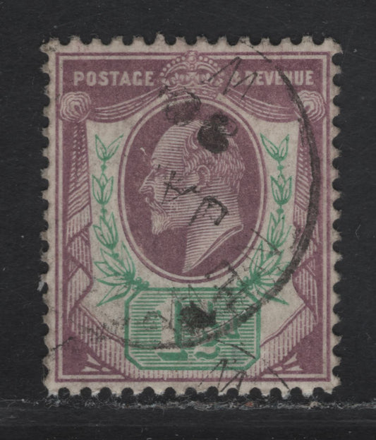 Lot 82 Great Britain SC#129d (SG#223) 1.5d Pale Dull Purple & Green King Edward VII, 1902-1910 King Edward VII Issue, A Very Fine Used Single, DLR Printing, Chalk Surfaced Paper