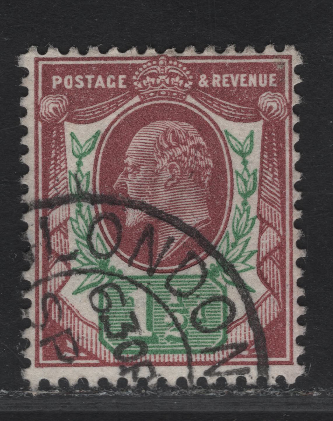 Lot 98 Great Britain SC#129bvar (SG#287var) 1.5d Bright Reddish Purple & Bright Green King Edward VII, 1902-1910 King Edward VII Issue, A Fine Used Single, Somerset House Printing.