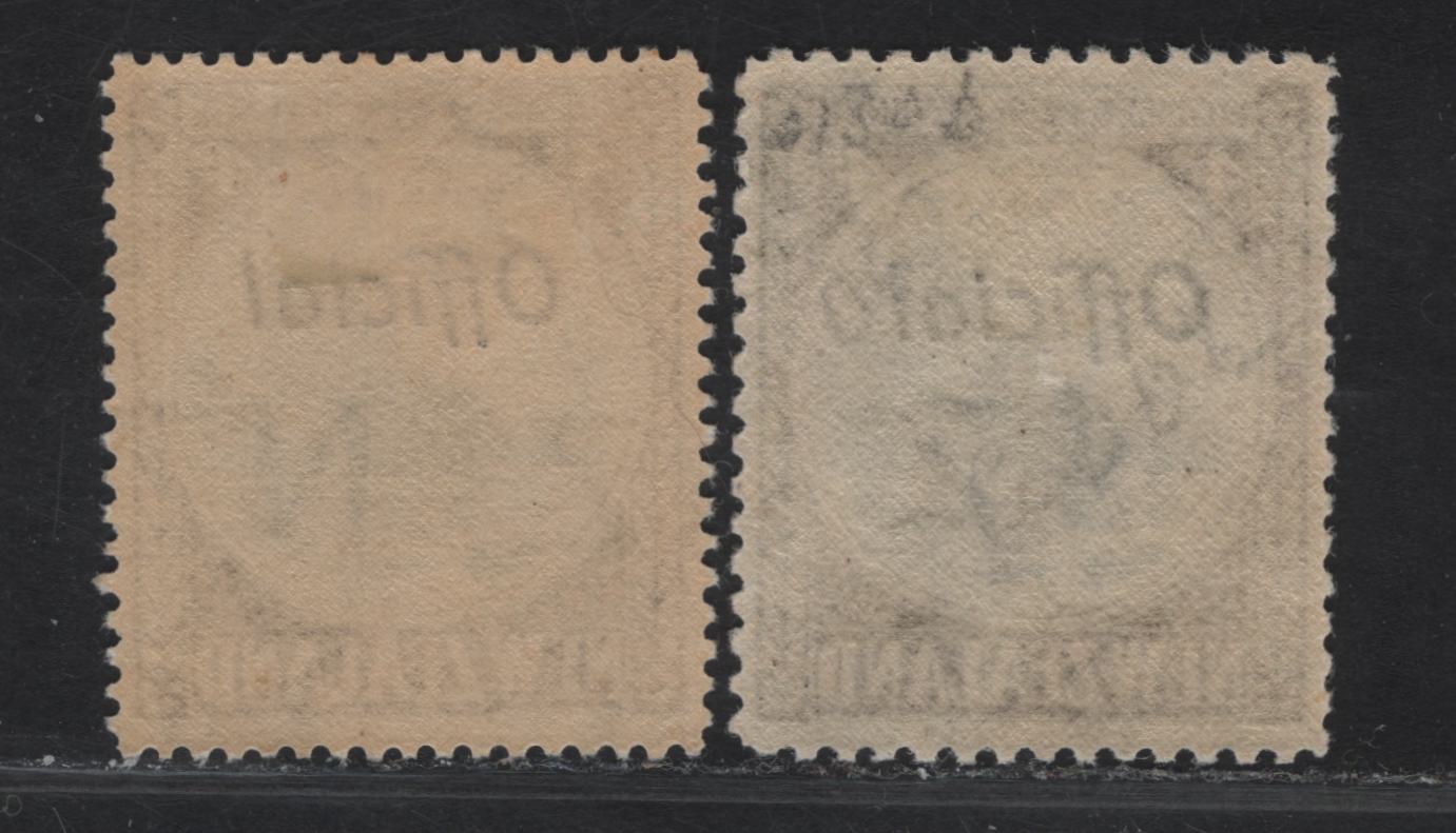 Lot 122 New Zealand SG#O126a-b 4d Black & Sepia Mitre Peak, 1936-1961 Official Overprinted Pictorial Issue, 2 VFOG Singles, Perfs 14 & 12.5, Multiple Star & NZ.