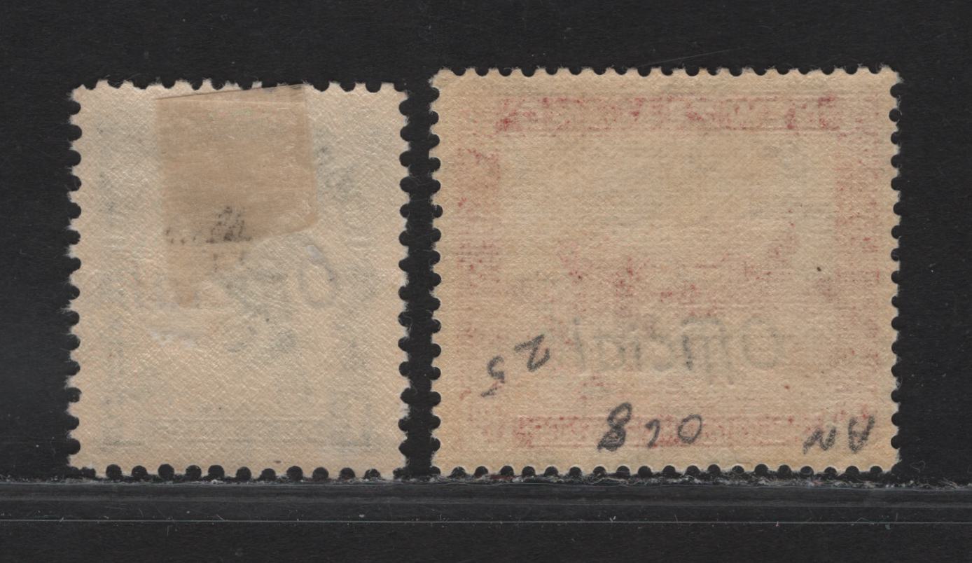 Lot 123 New Zealand SG#O127c, O131b 6d Scarlet - Deep Green Harvesting - Parson Bird, 1936-1961 Official Overprinted Pictorial Issue, 2 VFOG Singles, Perfs 14.5x14 & 12.5.