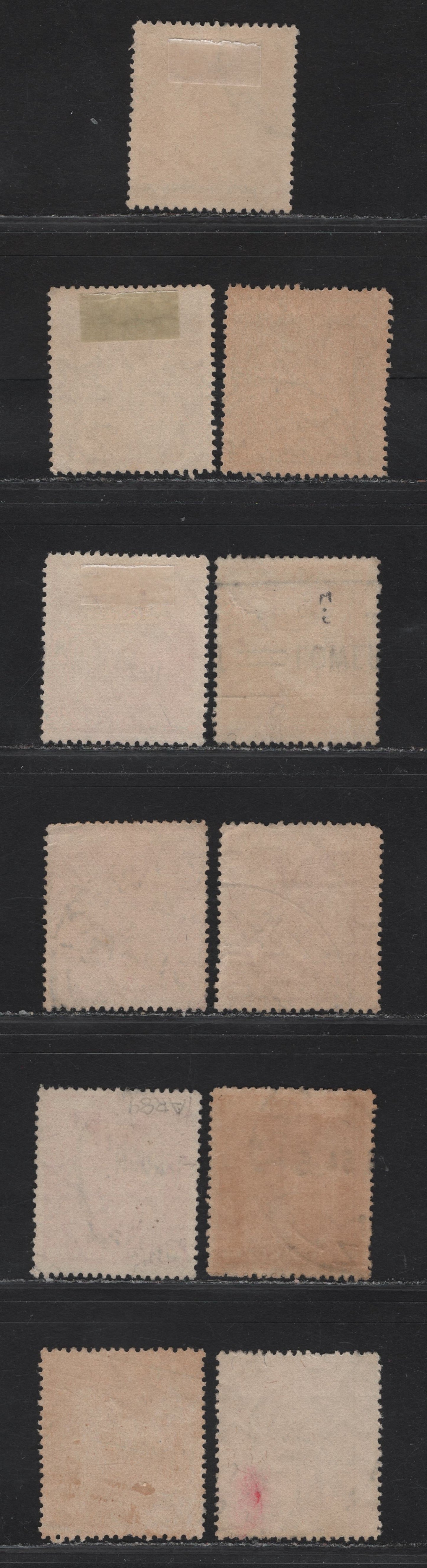 Lot 140 (C) New Zealand SG#F192b, F193w, F194w, F196w, F201w, F203w 1/3d - £1 Yellow & Dark Blue - Pink Arms, 1940-1958 Postal Fiscal Issue, 6 Fine/Very Fine Used Singles, Different Shade Variations, All With Inverted Wmk.