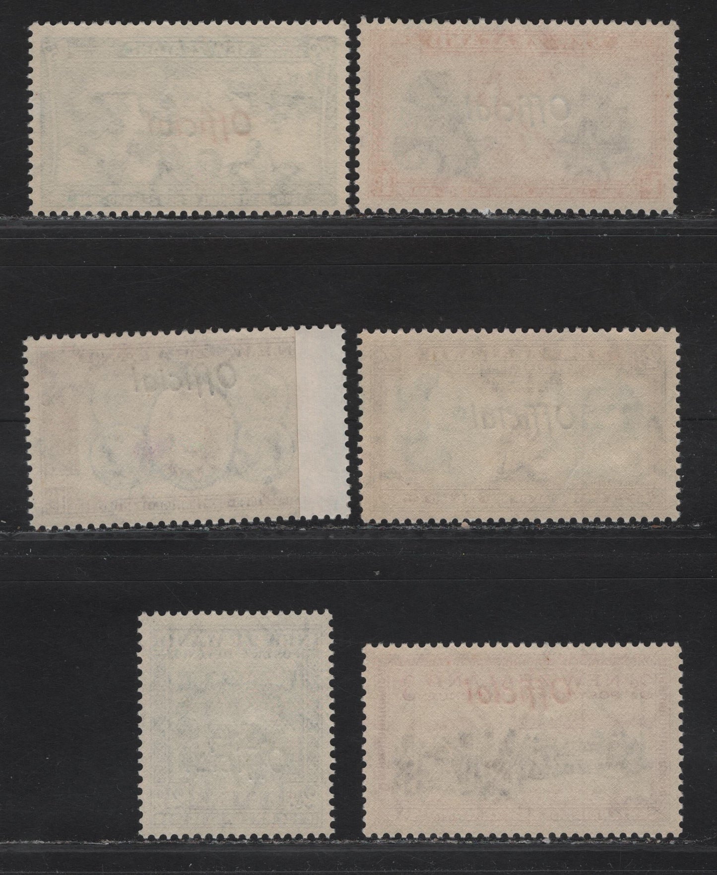 Lot 150 New Zealand SG#O141-O146 1/2d - 3d Blue Green - Purple & Carmine Arrival of the Maoris - landing of Immigrants, 1940 Official Overprinted Centenary Of Settlement Issue, 6 VFNH Singles.