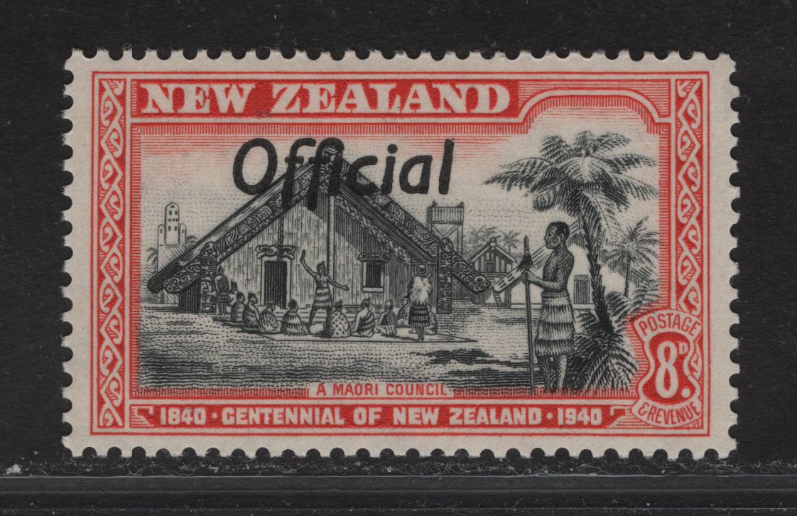 Lot 154 New Zealand SG#O149 8d Black & Red Maori Council, 1940 Official Overprinted Centenary Of Settlement Issue, A VFNH Single.