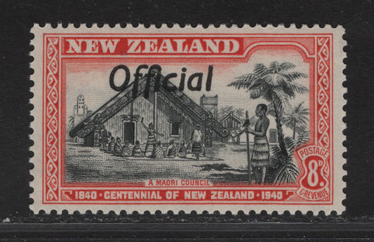 Lot 154 New Zealand SG#O149 8d Black & Red Maori Council, 1940 Official Overprinted Centenary Of Settlement Issue, A VFNH Single.