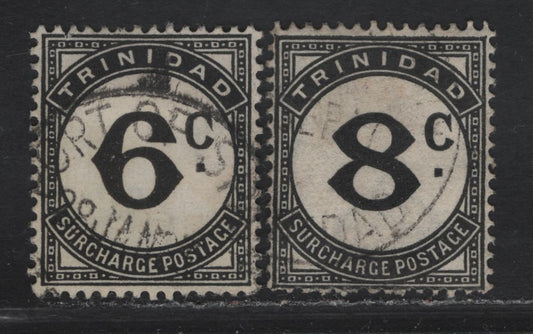 Lot 176 Trinidad & Tobago SG#D28-D29 6c - 8c Black Numeral, 1947-1961 Postage Dues, 2 Fine/Very Fine Used Singles