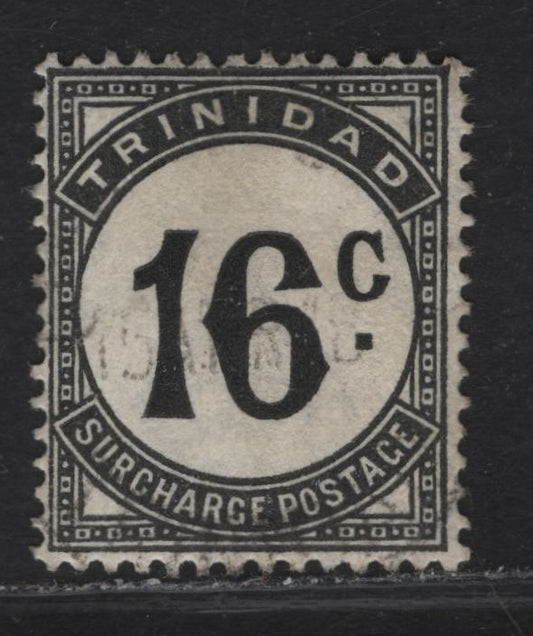 Lot 179 Trinidad & Tobago SG#D32 16c Black Numeral, 1947-1961 Postage Dues, A Very Fine Used Single, Cents Value, Ordinary Paper, Light Dated March 15 1948 Postal Cancel.