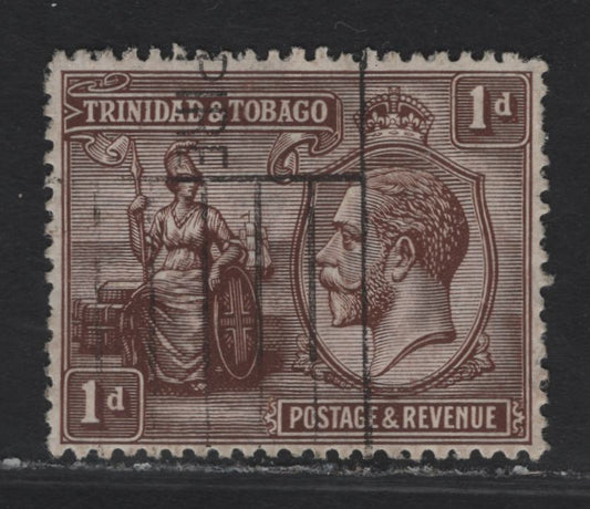 Lot 181 Trinidad & Tobago SG#219w 1d Brown King George V, 1922-1928 KGV Britannia Keyplates Issue, A Very Fine Used Single, Inverted Wmk