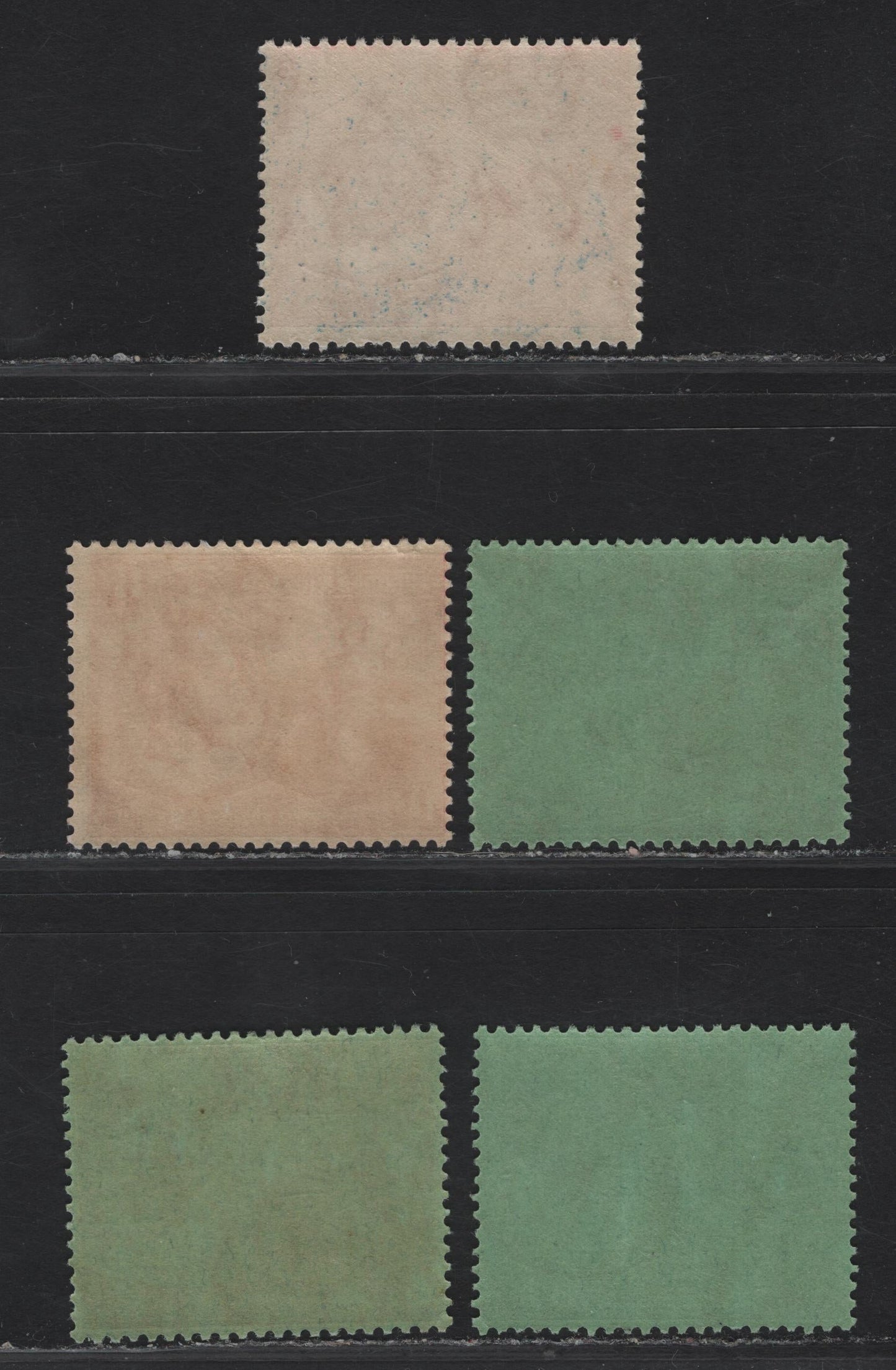 Lot 183 Trinidad & Tobago SG#220, 226-227 1/2d - 1/- Bright Rose - Black On Yellow Green King George V, 1922-1928 KGV Britannia Keyplates Issue, 5 F/VFNH Singles Additional Shades Of Both 1/2d & 6d, ,