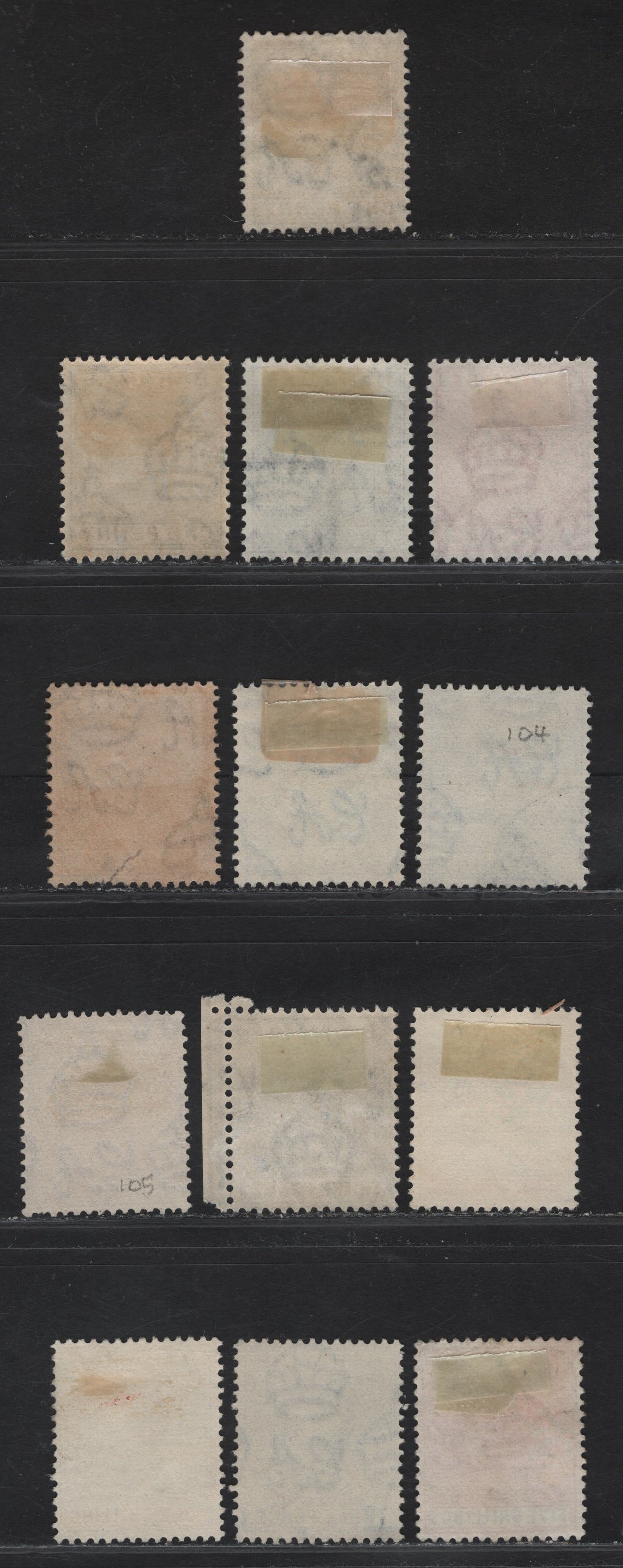 Lot 196 Bahamas SG#150a,ab, 152,b, 153,a, 154,a, 155b,c, 156b 1d - 5/- Olive Gray - Purple & Blue King George VI, 1938-1952 KGVI Keyplates Issue, 13 Fine/Very Fine Used Singles, Ordinary Impression, Includes Ordinary Paper Printings Of The 1/- & 5/-