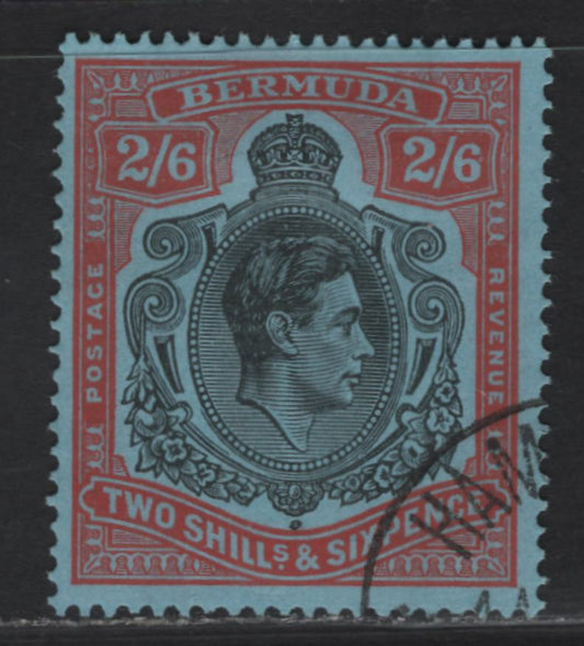 Lot 198 Bermuda SG#117b 2/6 Black & Red on Pale Blue King George VI, 1938-1952 KGVI Keyplates Issue, A Very Fine Used Single, Ordinary Paper, Perf 14
