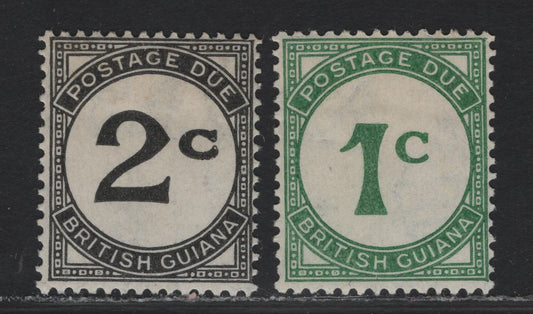 Lot 201 British Guiana SG#D1-D2 1c-2c Black - Green Numerals, 1940-1955 Postage Dues, 2 F/VFOG Singles